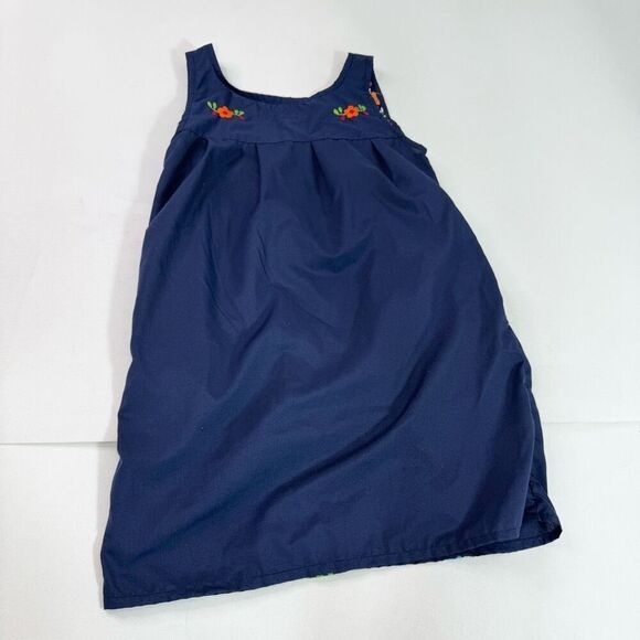 Erica Maree Mini Dress Womens Medium Blue Floral Embroidered Mexican Sleeveless - Picture 4 of 7